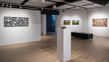 Inside an art gallery.