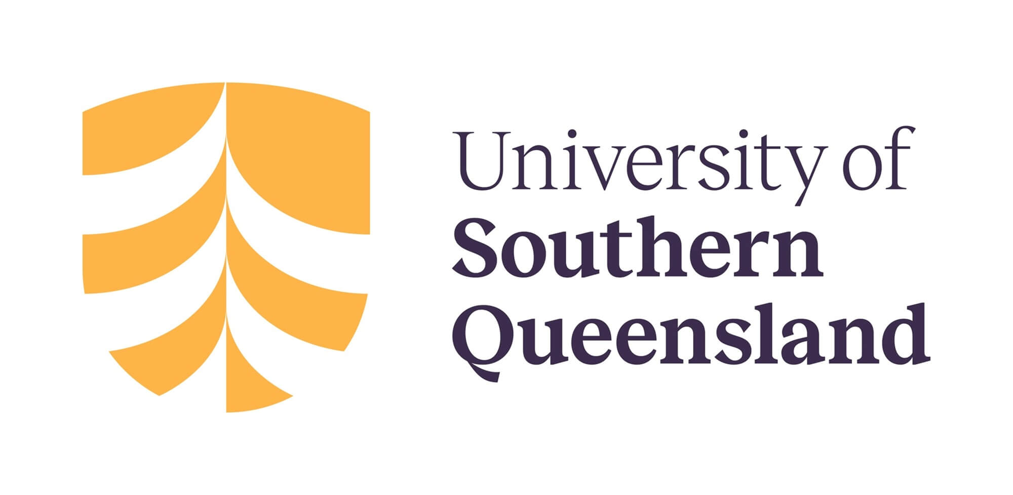 University of Southern Queensland logo featuring a stylized yellow shield and text on a white background.