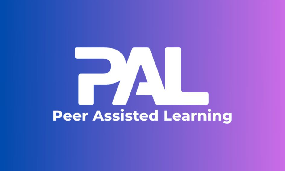 Logo with the acronym "PAL" above the words "Peer Assisted Learning" on a blue to purple gradient background.