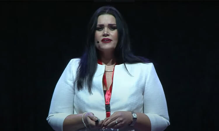 Wendy Mahoney talking on a Ted Talk