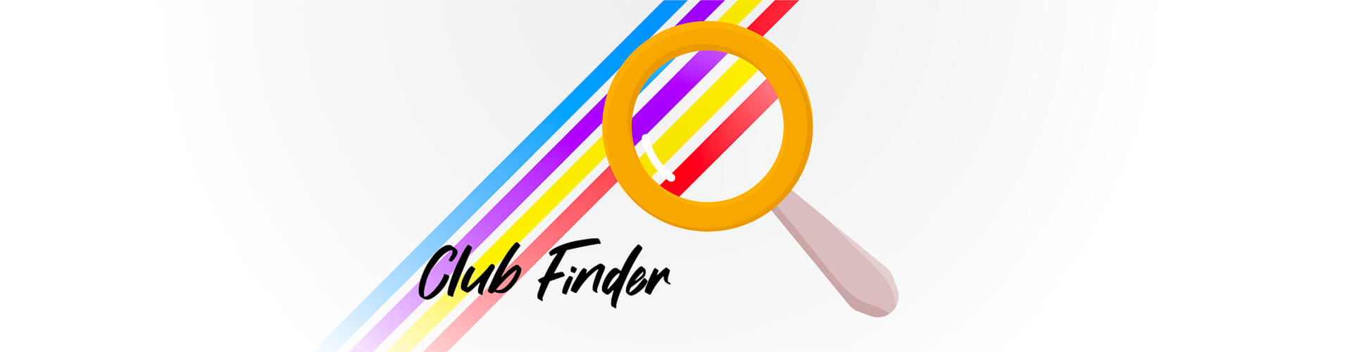 Magnifying glass with coloured stripes "Club Finder"