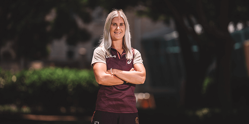 Shenae Ciesiolka posing at Unisq campus with arms crossed