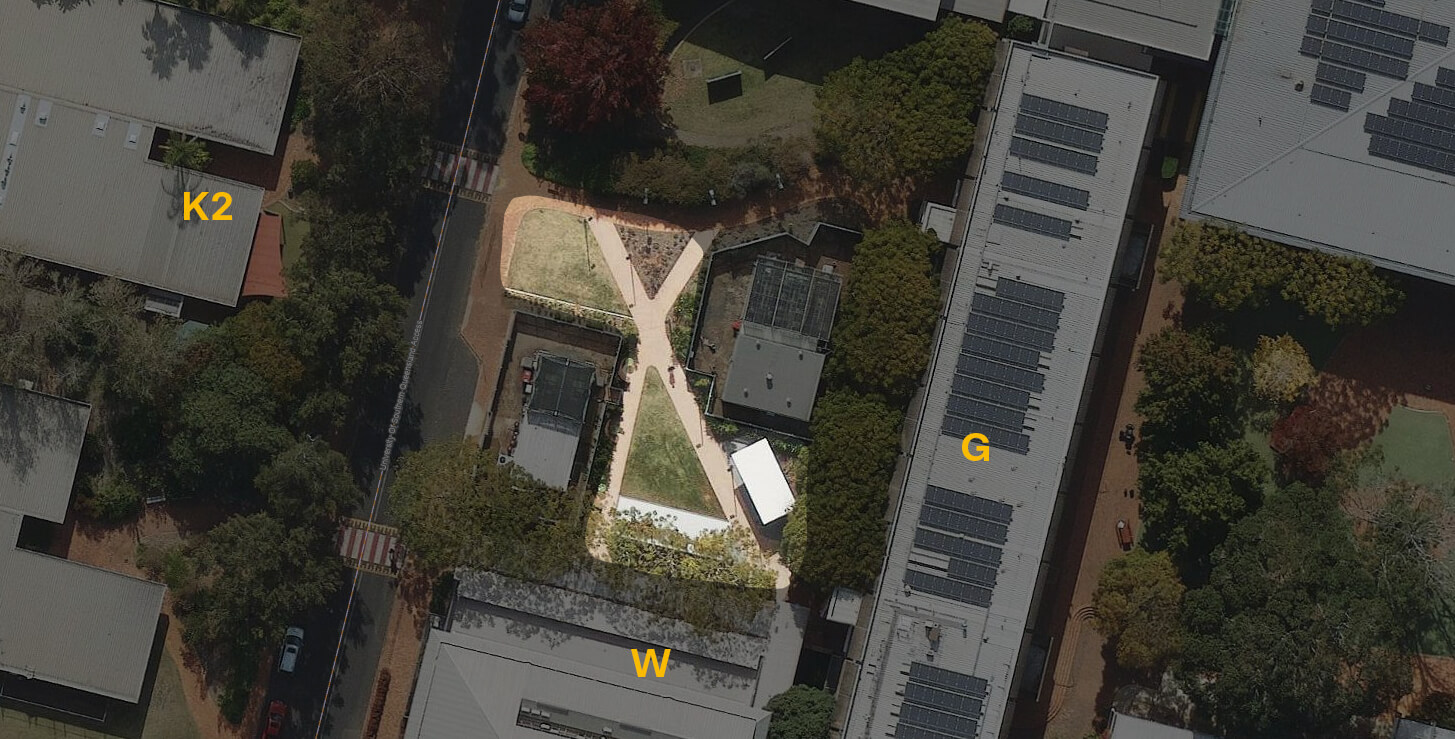 Arial map of W Block Gardens