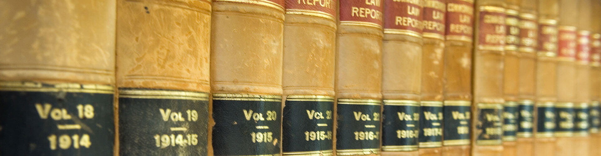 A row of books with labels.