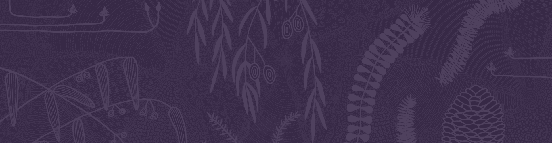 Abstract design featuring various line patterns and shapes, including spirals, zigzags, and wavy lines, primarily in dark purple tones.