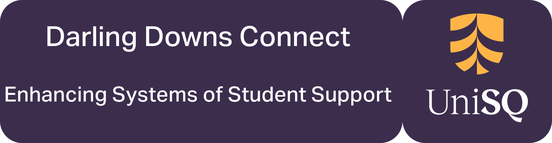 Banner with the text "Darling Downs Connect: Enhancing Systems of Student Support" and the UniSQ logo.