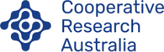 Logo of Cooperative Research Australia, featuring a blue abstract design on the left and the organization's name in blue text on the right.