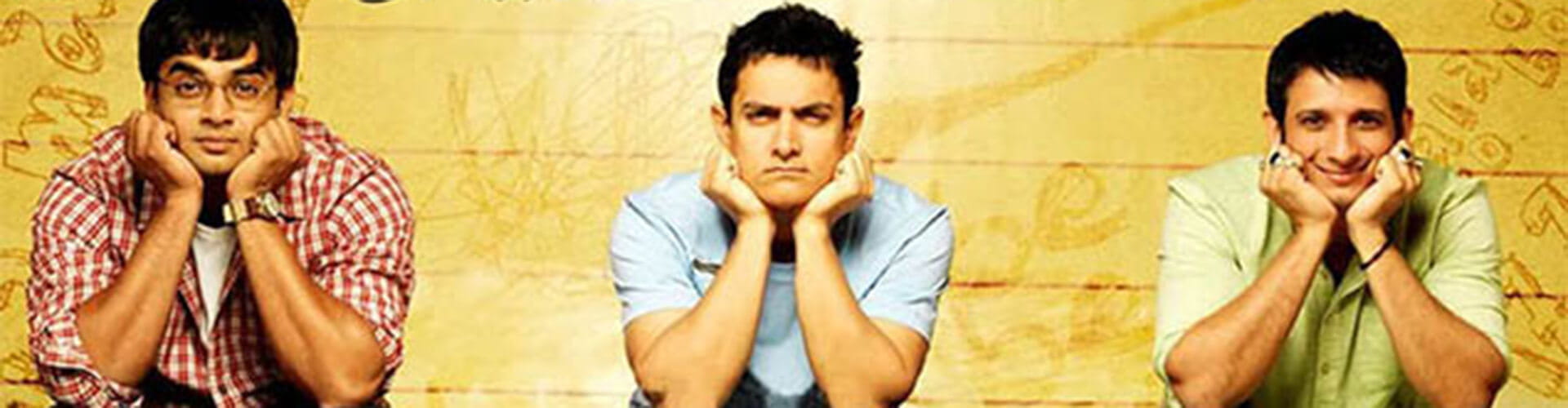 Three men sit with their chins in their hands against a yellow background with doodles.