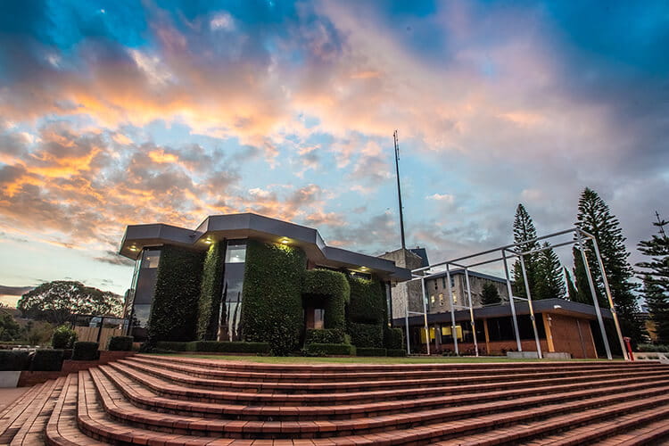 Sunset over B Block at UniSQ Toowoomba