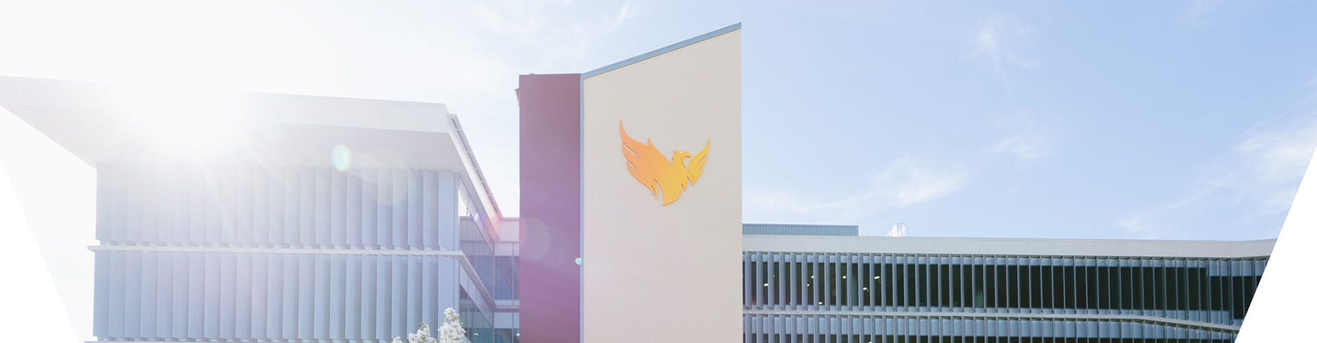 building with a gold phoenix on it 