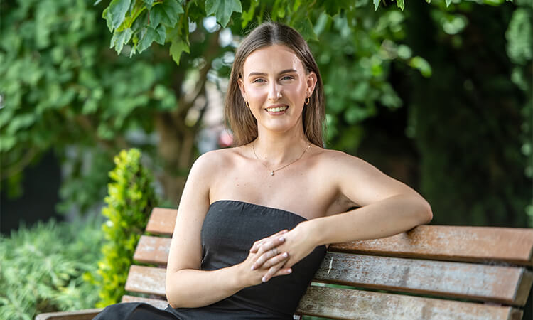 woman on bench