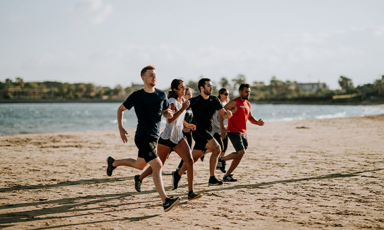 running on beach