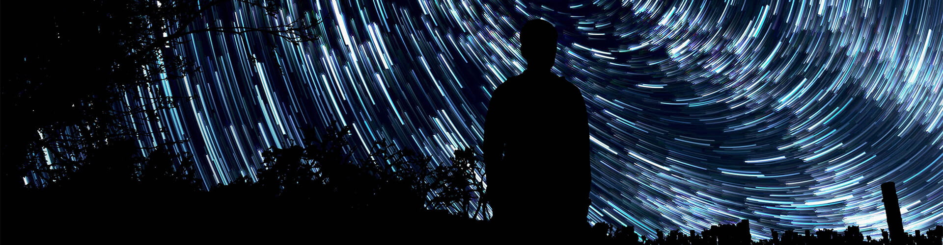 man watching comets in the sky 