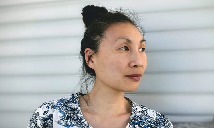 Woman looking away from camera.