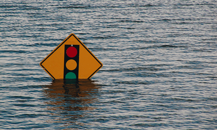 Sign underwater.