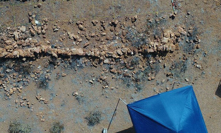 birds eye view of dig site