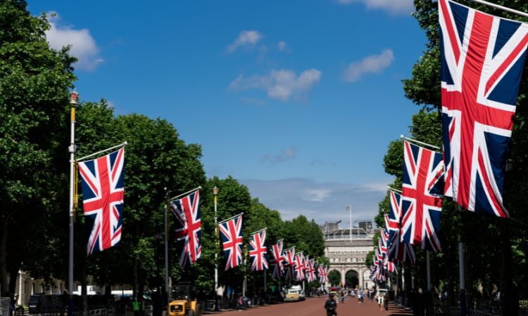 pall mall with flag bunting 