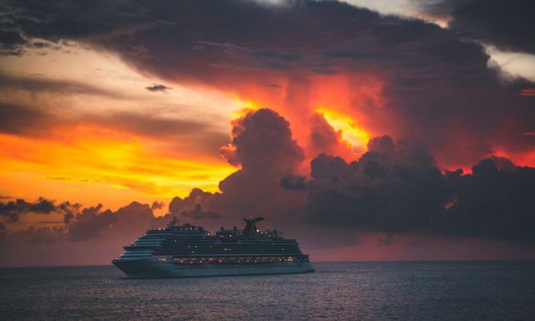 ship at sunset