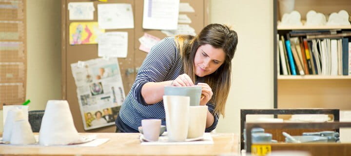 Visual Art student making a ceramic vase