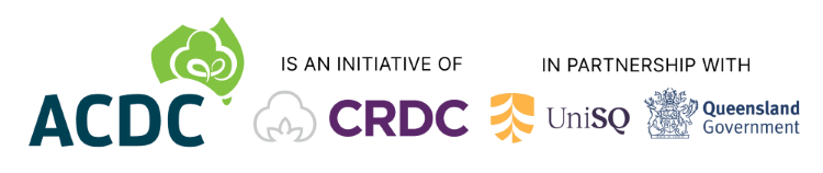 ACDC logo with text stating it is an initiative of CRDC, in partnership with UniSQ and Queensland Government, with corresponding logos.