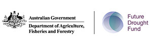 Australian Government Department of Agriculture, Fisheries and Forestry logo next to the Future Drought Fund logo.