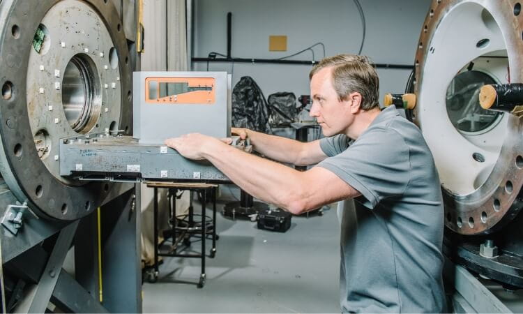 man working in the hypersonics lab