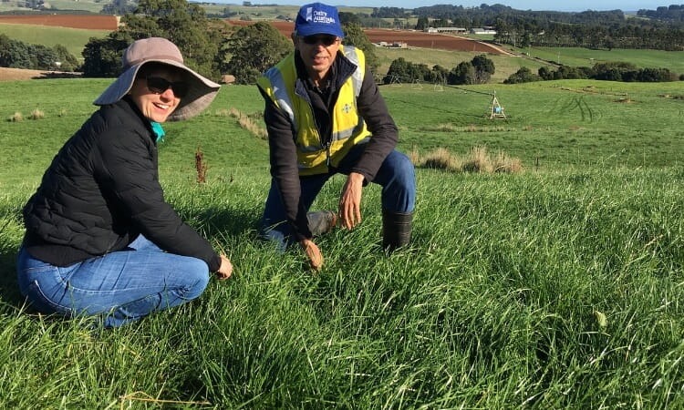 two people in a field