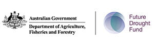 Australian Government Department of Agriculture, Fisheries and Forestry logo next to the Future Drought Fund logo.