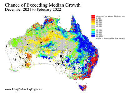 Graphic of chance of exceeding median growth December 2021 to February 2022
