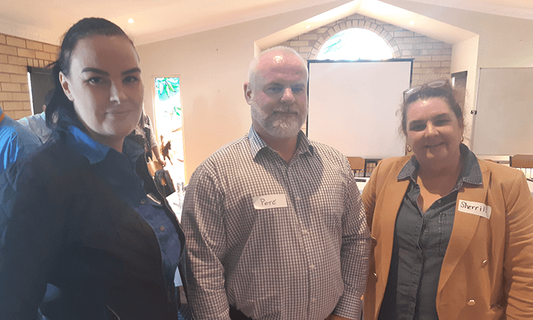 Hannah Evans (Australian Country Choice) with Peter Brace (Australian Country Choice) with Roma Node Manager Sherrill Stivano.