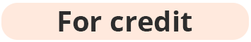 Button with rounded corners and purple background, displaying the text "For credit" in yellow.