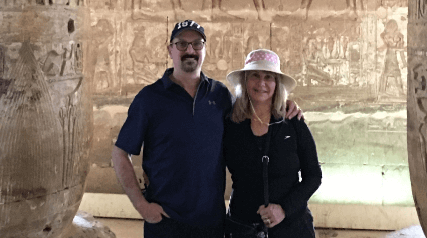 UniSQ Alumni, Albert, with his partner travelling the Middle East