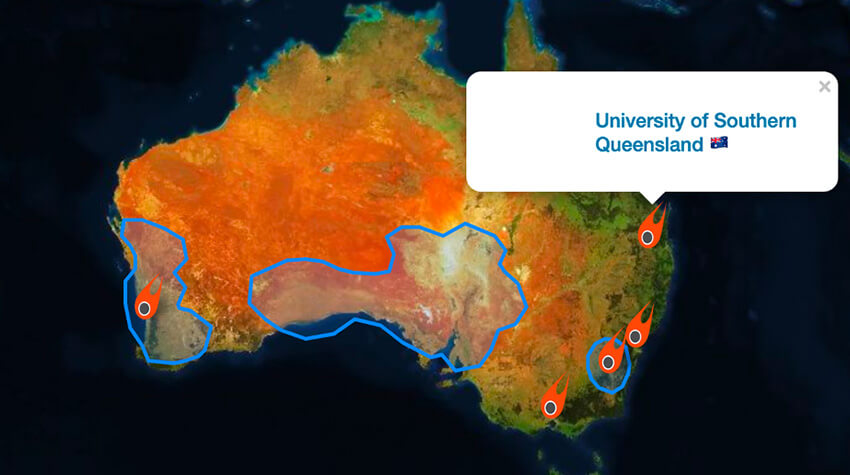 Satellite image of Australia with text overlay