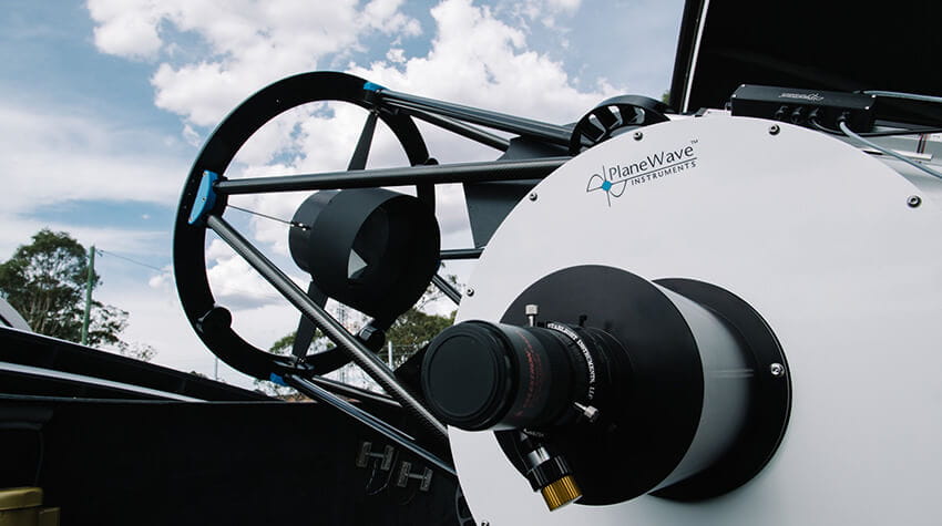 Telescope pointed towards sky